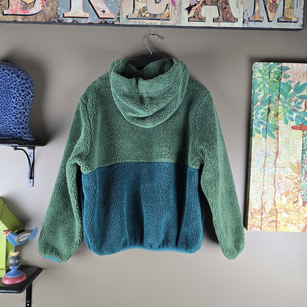 Aviator Nation Teddy Unisex Hooded Half Zip Color block Jacket Garden Green XS - Picture 6 of 16